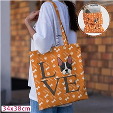 Love French Bulldog Canvas Shoulder Bag Shopping Bag