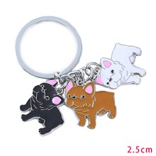 French Bulldog Pet Dog ID Tag Keychain Cute Portable Metal Keying Key Decor Car Keyring 