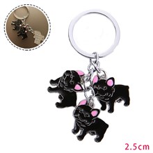 French Bulldog Black Pet Dog ID Tag Keychain Cute Portable Metal Keying Key Decor Car Keyring 