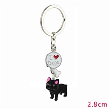 French Bulldog Pet Dog ID Tag Keychain Cute Portable Metal Keying Key Decor Car Keyring 