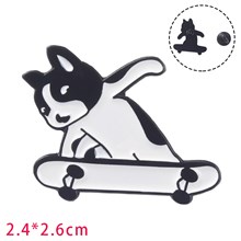 French Bulldog Skateboards Enamel Brooch Pin