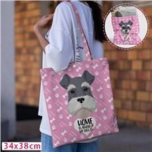 Schnauzer Pink Canvas Shoulder Bag Shopping Bag