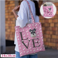 Love Schnauzer Pink Canvas Shoulder Bag Shopping Bag