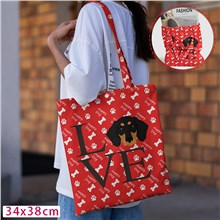 Love Dachshund Red Canvas Shoulder Bag Shopping Bag