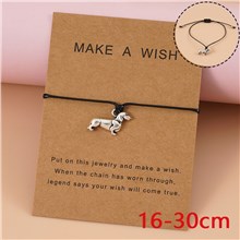 Dachshund Dog Adjustable Wrap Strand Rope Bracelet With Wish Card 