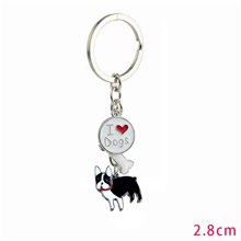 English Bulldog Pet Dog ID Tag Keychain Cute Portable Metal Keying Key Decor Car Keyring 
