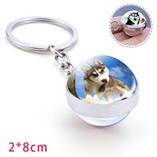 Siberian Husky Double Sided Glass Ball Keychain