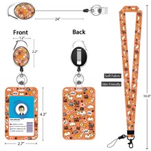 Funny Corgi Lanyard Card Holder Case Cute Holder Retractable Badge Reel Clip Set