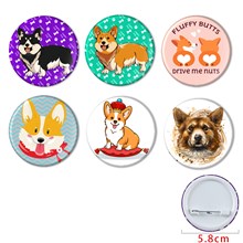 Corgi Dog Buttons Pins Badges Set