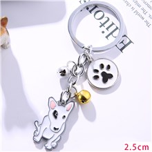 Bull Terrier Pet Dog ID Tag Keychain Cute Portable Metal Keying Key Decor Car Keyring 