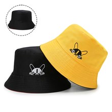 Cute Boston Terrier Yellow Bucket Hat Beach Fisherman Hats Travel Fisherman Cap for Women Men