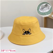Cute Boston Terrier Yellow Bucket Hat Beach Fisherman Hats Travel Fisherman Cap for Women Men