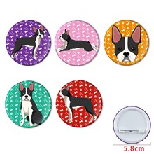 Boston Terrier Buttons Pins Badges Set