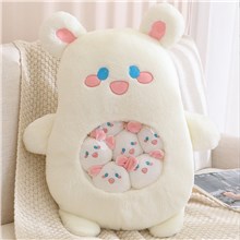 Cute White Bear Pillow With 6 Decorative Stuffed Animal Dolls
