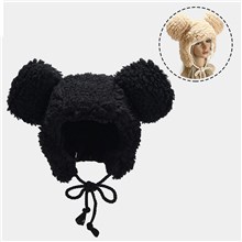 Cute Bear Black Plush Hat