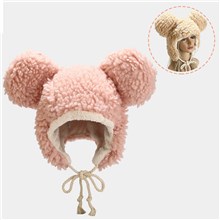 Cute Bear Pink Plush Hat