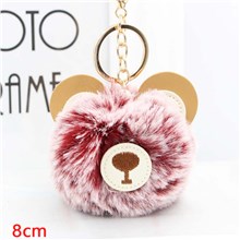 Cute Bear Puff Ball Pom Pom Keychain Key Ring