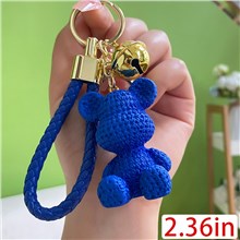 Cute Resin Bear Keychain Keyring With Wrist Lanyard Bag Car Keys Accessorie Keychain Wristlet