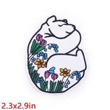 Flower Polar Bear Embroidered Badge Patch