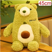 Bear Stuffed Animal Plush Pillow, Kawaii Bear Plushie Green Avocado Plush Toy