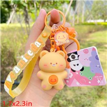 Cute Bear Animal Silicone Toy Keychain Lanyard Wristlet Strap