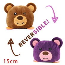 Reversible Plushie Bear Stuffed Animal Reversible Mood Plush Double-Sided Flip Show Your Mood!