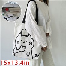 Cute Cartoon Cat Canvas Shopping Bag Tote Bag Shoulder Bag