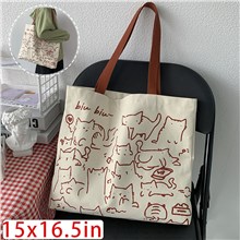 Cute Cartoon Cats Canvas Shopping Bag Tote Bag Shoulder Bag