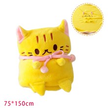 Cat Cartoon Yellow Blanket