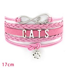 Cat Paw Pink Braided Leather Bracelets
