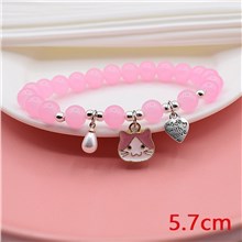 Cute Cat Pink Bead Bracelet Stretch Bracelets Jewelry