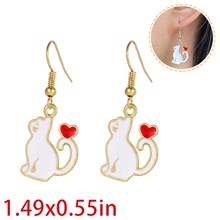 White Cat Alloy Hook Earrings Animals Earrings