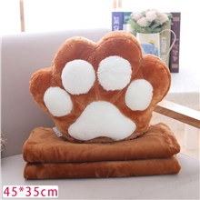 Brown Cat Paw Cartoon Blanket Pillow Soft Warm Air Conditioning Blanket Bed Sofa Office