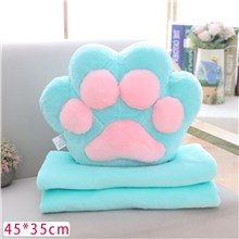 Blue Cat Paw Cartoon Blanket Pillow Soft Warm Air Conditioning Blanket Bed Sofa Office