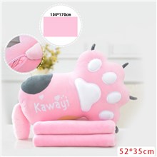 Cat Paw Pink Cartoon Blanket Pillow Soft Warm Air Conditioning Blanket Bed Sofa Office