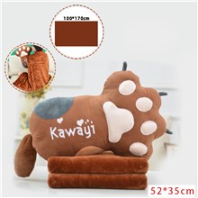 Cat Paw Brown  Cartoon Blanket Pillow Soft Warm Air Conditioning Blanket Bed Sofa Office