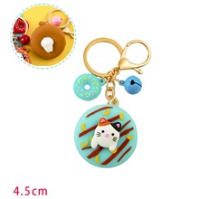 Cute Cat Doughnut Soft Touch PVC Key Ring Keychain