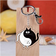 Cute Black White Cats Acrylic Keychain