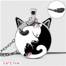 Yin Yang Cat Time Gem Necklace