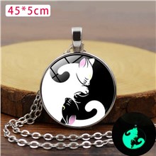 Yinyang Cat Pendant Luminous Necklace Stained Glass Necklace 