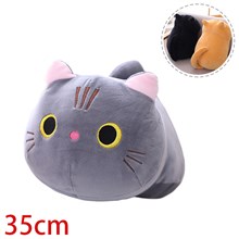 Grey Cat Plush Kawaii Cat Pillow Black Cat Soft Stuffed Animal Toy