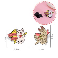 Cute Love Cat Dog Enamel Pins Brooch Badge Set
