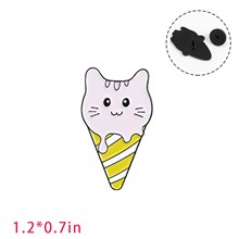 Ice Cream Cat Enamel Brooch Pin for Jackets Backpacks Cloths Funny Animals Badge Pin for Women/Men