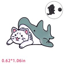 Cartoon Animal Cat Shark Funny Enamel Pin Brooch