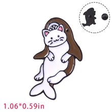 Cartoon Animal Cat Shark Funny Enamel Pin Brooch