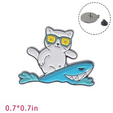 Funny Cat Shark Enamel Brooch Pin Badge