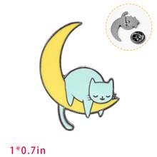 Lovely Moon Cat Enamel Brooch Pin Badge