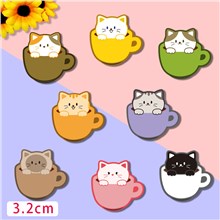Cute Teacup Cat Acrylic Pins Set