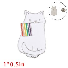 Rainbow Flag Cat Enamel Brooch Animals Pins Badge