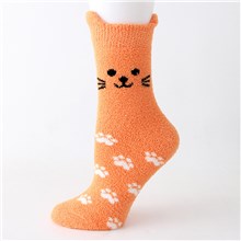 Lovely Cat Women Cotton Coral Velvet Socks